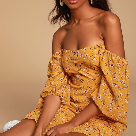 Lulu’s floral print off the shoulder mini dress - Picture 2 of 7